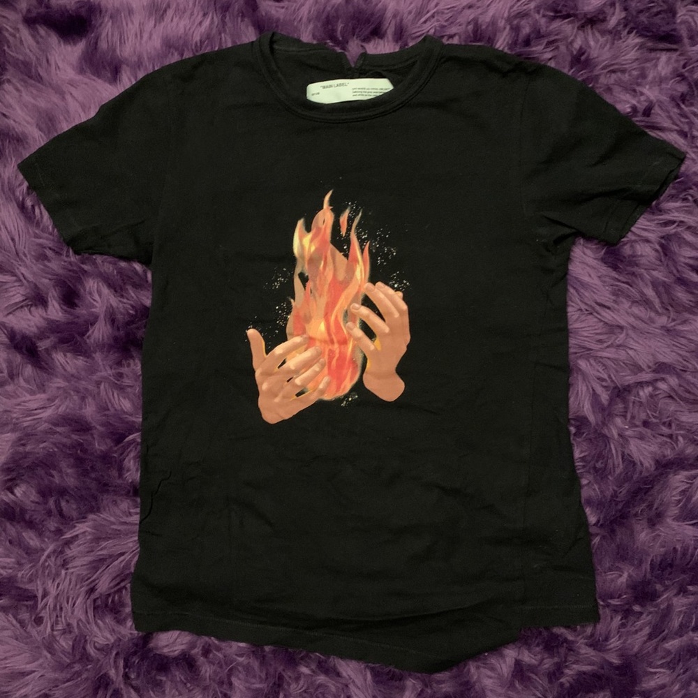 Off White Temperature Fire Splice Shirt Size Small - image 1